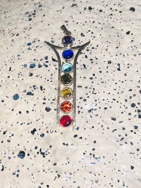 Multi-Color Chakra Pendant Necklace - Sterling silver 925
